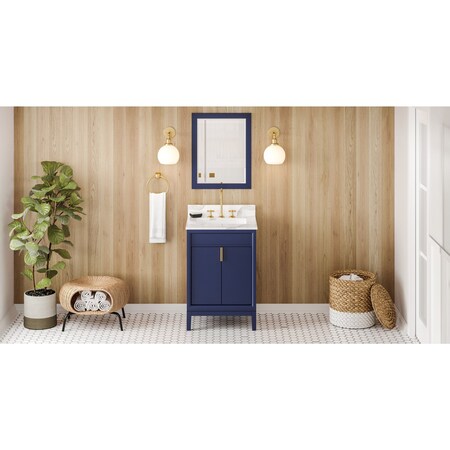 Jeffrey Alexander 24In. Hale Blue Theodora Vanity, Calacatta Vienna Quartz Vanity Top, Undermount Rectangle Bowl VKITTHE24BLCQR